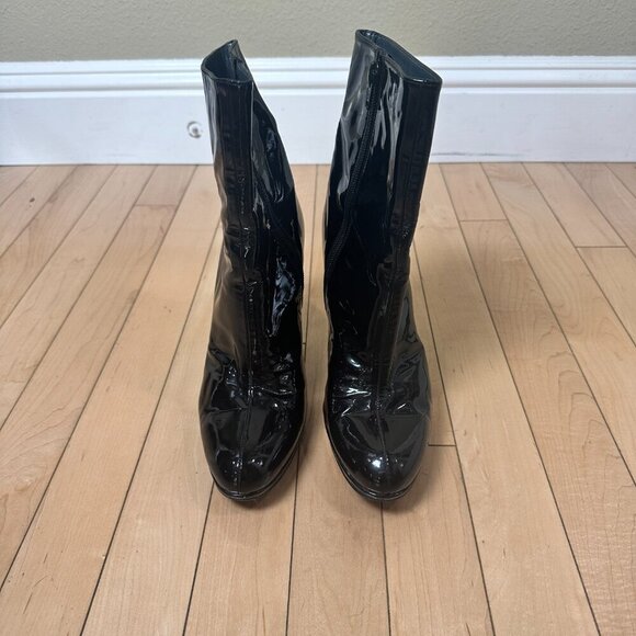 STUART WEITZMAN Women's Apollo Patent Leather Black Ankle Boot Stiletto Size 7.5 - Picture 6 of 13